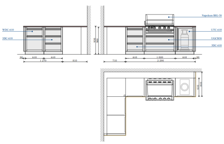 Металлическая уличная кухня KuhniGrill Ontario, красная